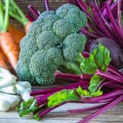 A bunch of vegetables are sitting on the table