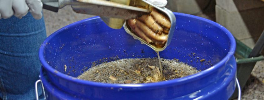 A person is using tongs to stir something in a bowl.