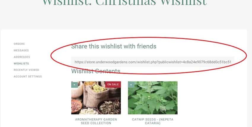 A picture of the christmas wishlist page.