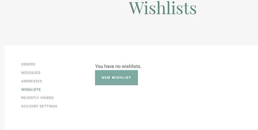 A green and white wishlist page with the words " wishlists ".