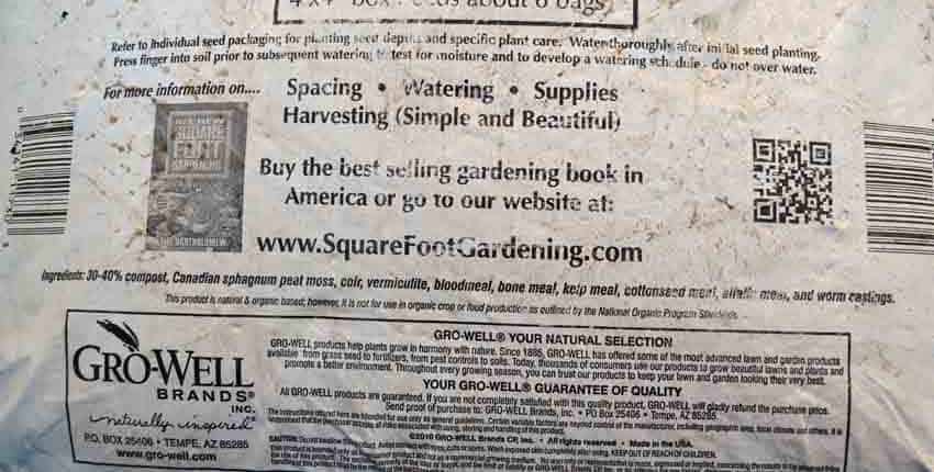 Square Foot Potting Soil Ingredients