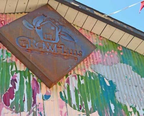 A building with a colorful mural on the side of it.