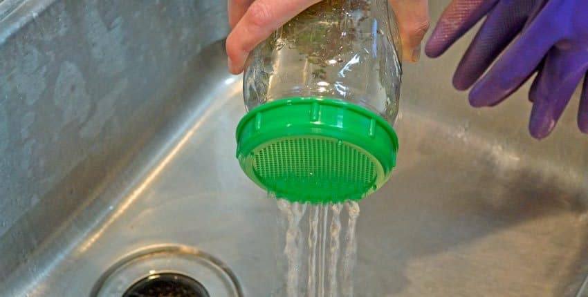 A person is pouring water into a glass.