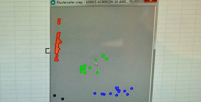 A computer screen with colored dots on it.