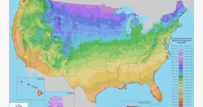 USDA Plant Hardiness Zone Map - 2023